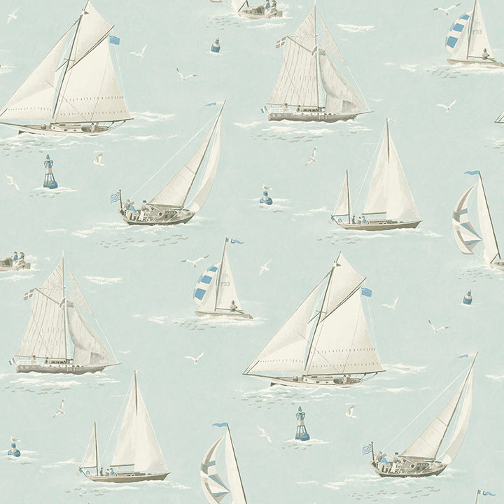 4071-71037 Leeward Aqua Sailboat Wallpaper