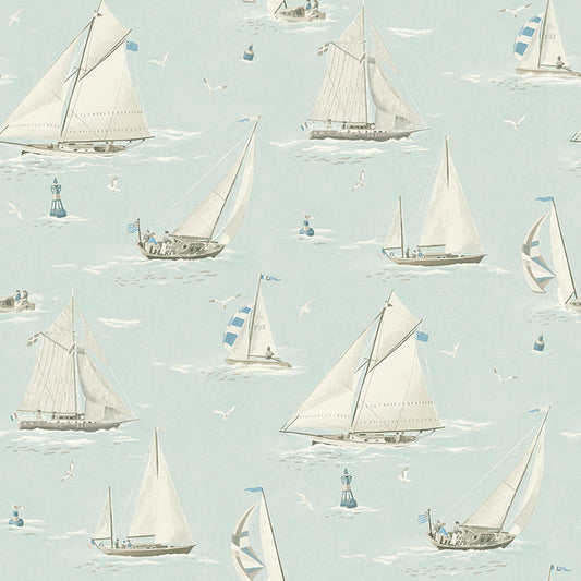 4071-71037 Leeward Aqua Sailboat Wallpaper