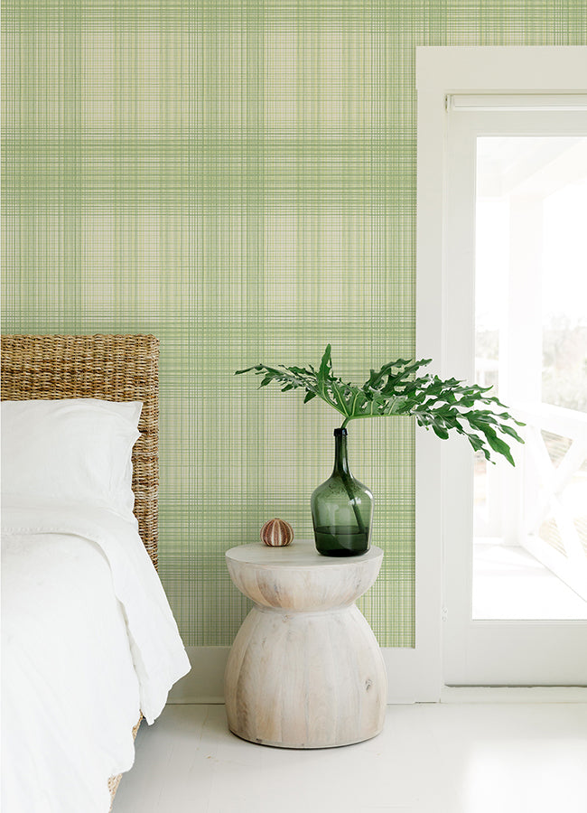 4071-71042 Madras Green Plaid Wallpaper