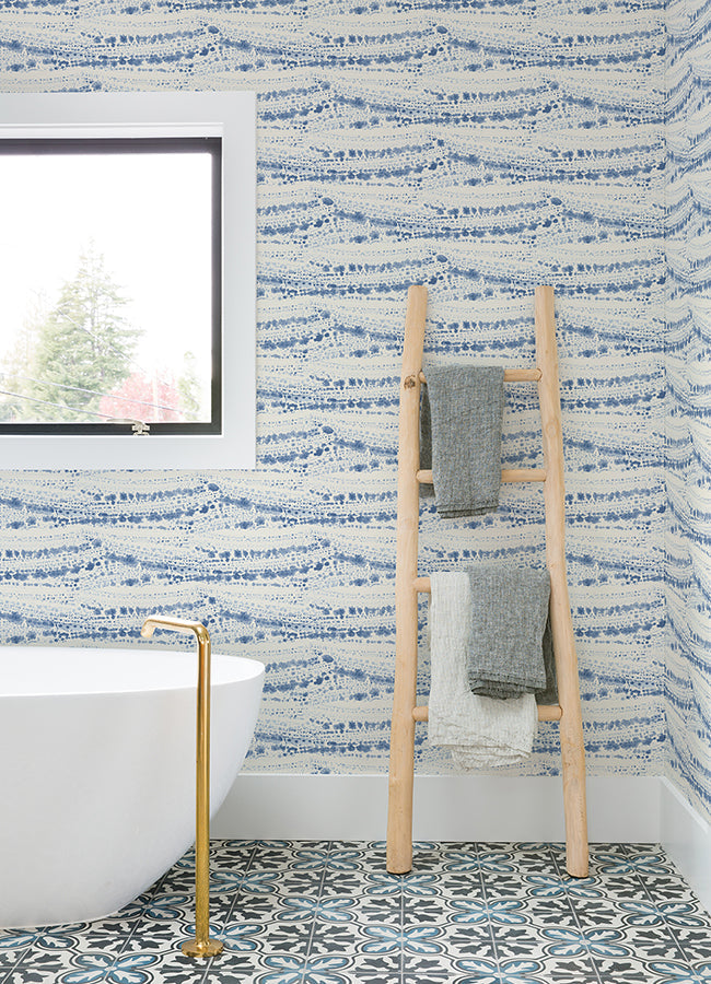 4071-71046 Rannell Navy Abstract Scallop Wallpaper