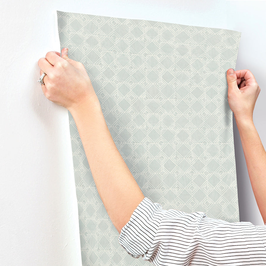 3125-72308 Button Block Aqua Geometric Wallpaper