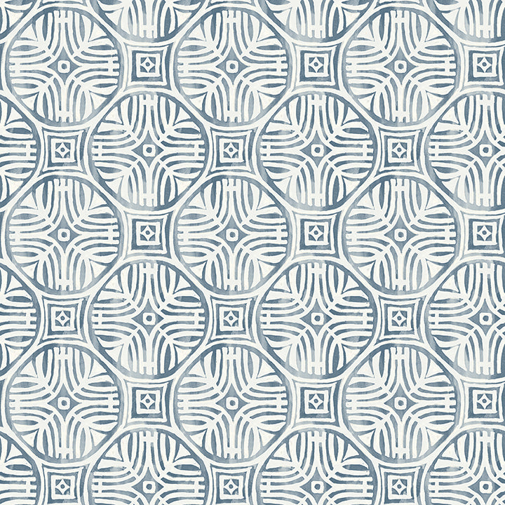 3125-72310 Sandee Navy Medallion Wallpaper