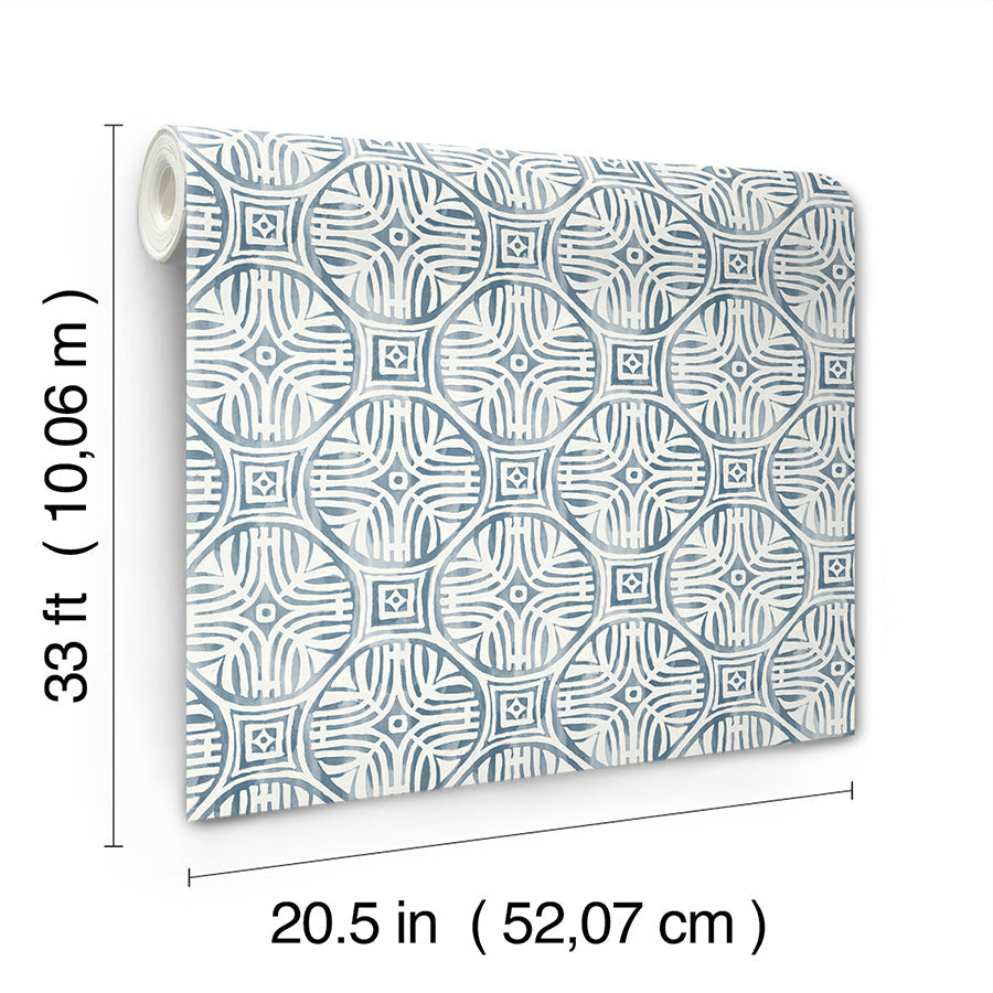 3125-72310 Sandee Navy Medallion Wallpaper