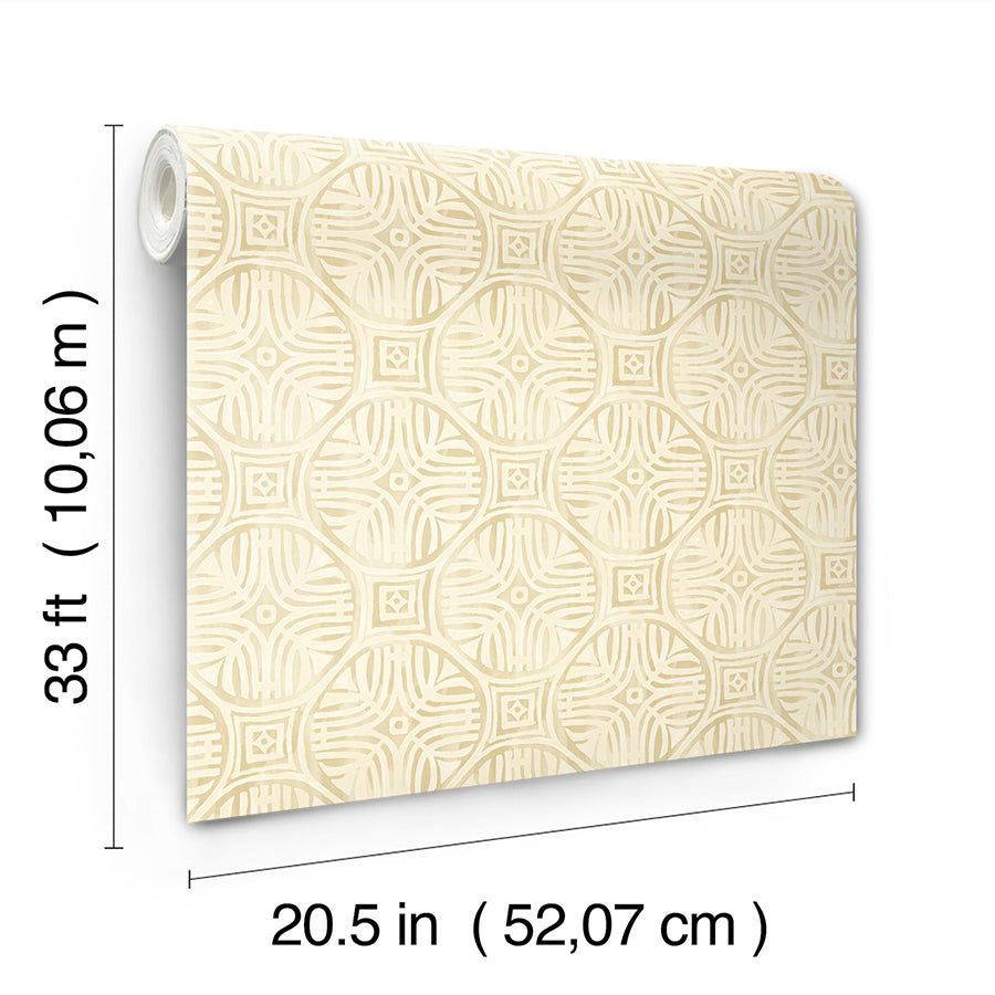 3125-72312 Sandee Butter Medallion Wallpaper