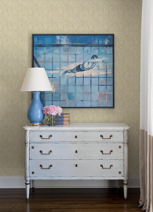 3125-72312 Sandee Butter Medallion Wallpaper