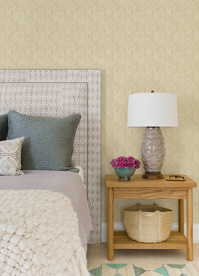 3125-72312 Sandee Butter Medallion Wallpaper