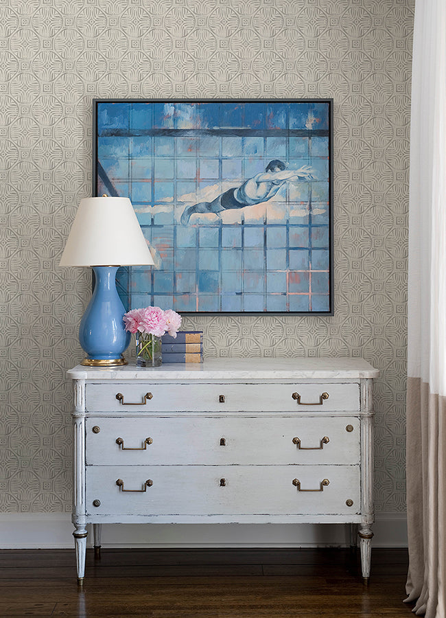 3125-72313 Sandee Grey Medallion Wallpaper