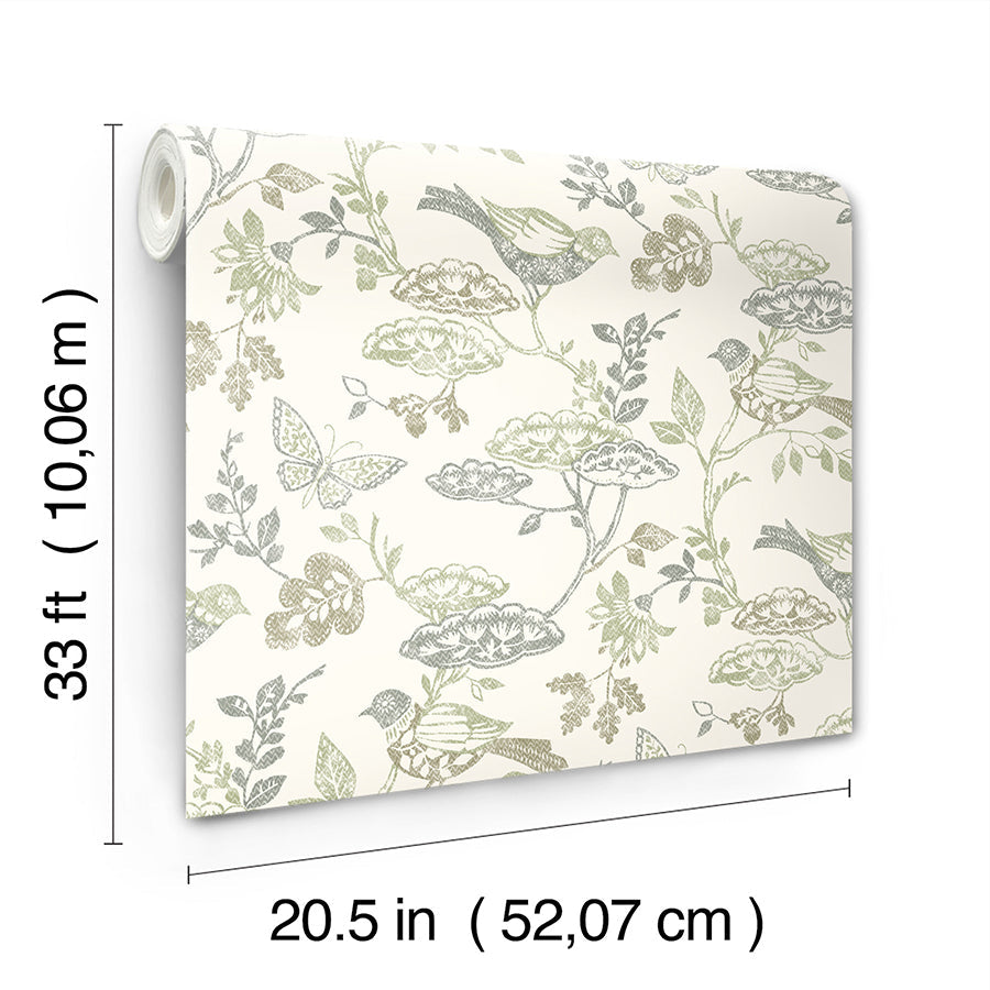 3125-72315 Malmo Green Trail Wallpaper