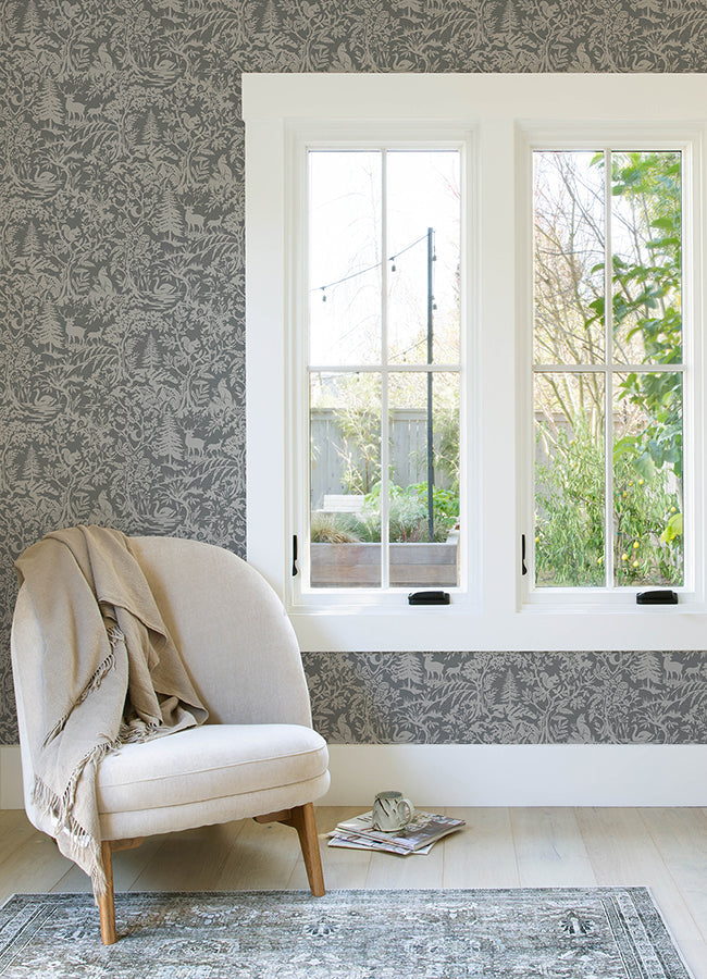 3125-72321 Alrick Charcoal Forest Venture Wallpaper