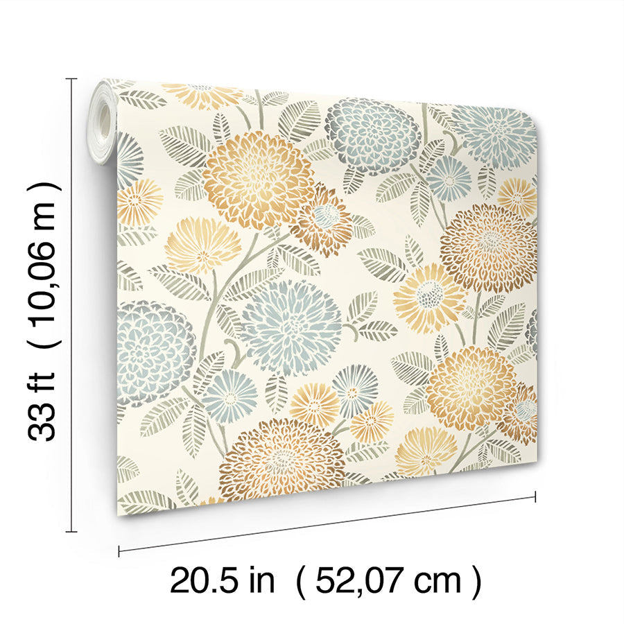 3125-72326 Zalipie Apricot Floral Trail Wallpaper