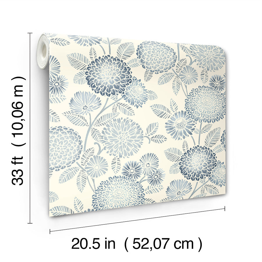 3125-72328 Zalipie Blue Floral Trail Wallpaper