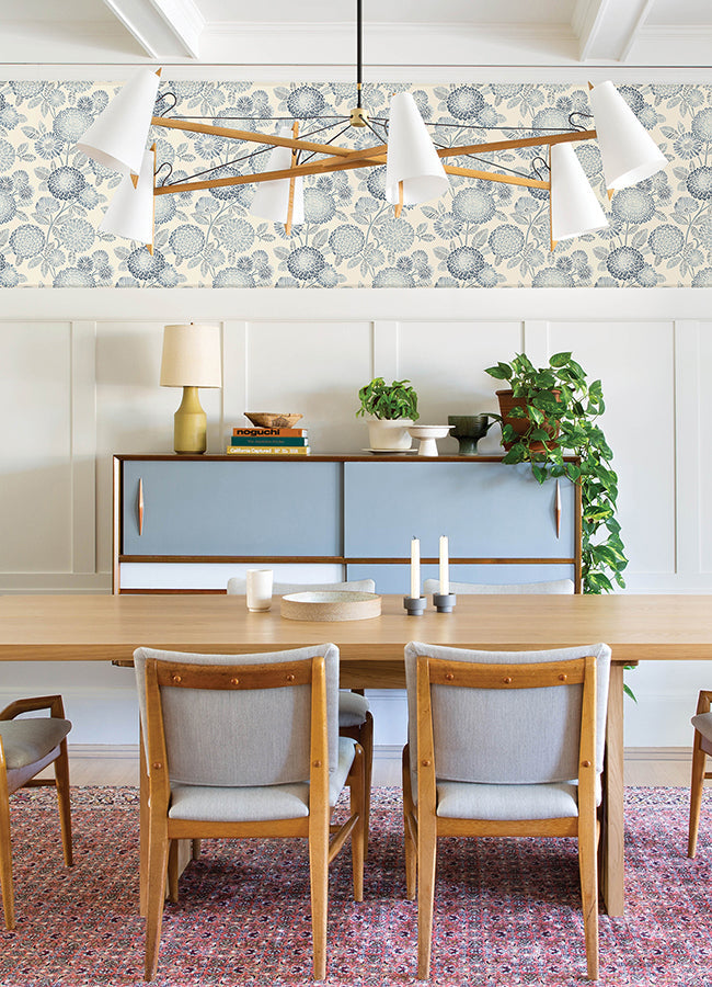 3125-72328 Zalipie Blue Floral Trail Wallpaper
