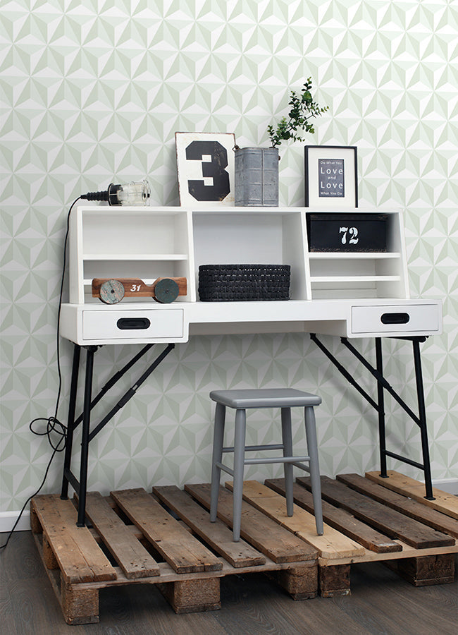4060-138913 Adella Sage Geometric Wallpaper