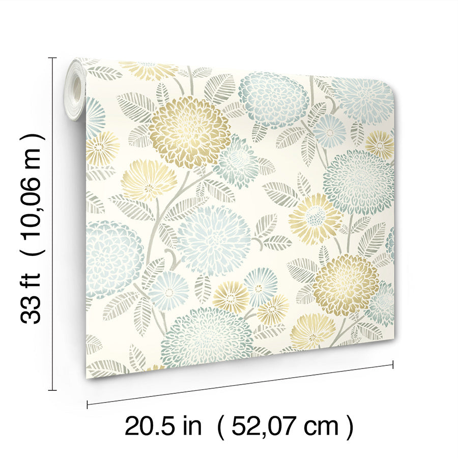 3125-72330 Zalipie Lime Floral Trail Wallpaper
