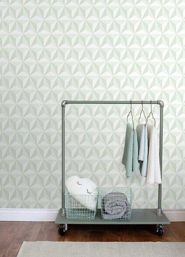 4060-138913 Adella Sage Geometric Wallpaper