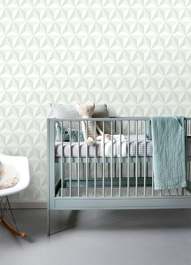 4060-138913 Adella Sage Geometric Wallpaper