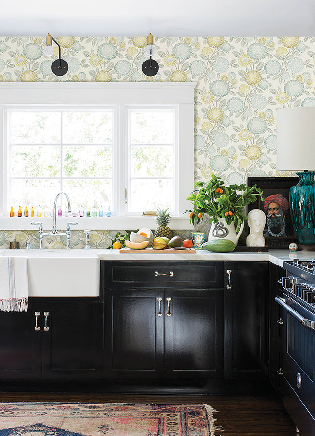 3125-72330 Zalipie Lime Floral Trail Wallpaper