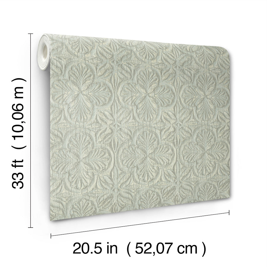 3125-72332 Karachi Light Blue Wooden Damask Wallpaper