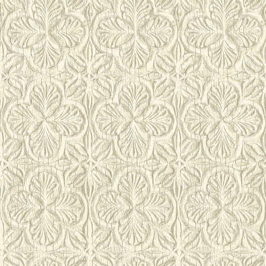 3125-72333 Karachi Cream Wooden Damask Wallpaper