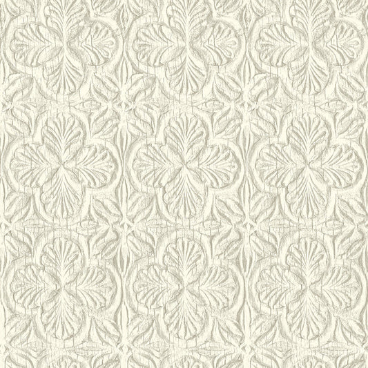 3125-72334 Karachi White Wooden Damask Wallpaper