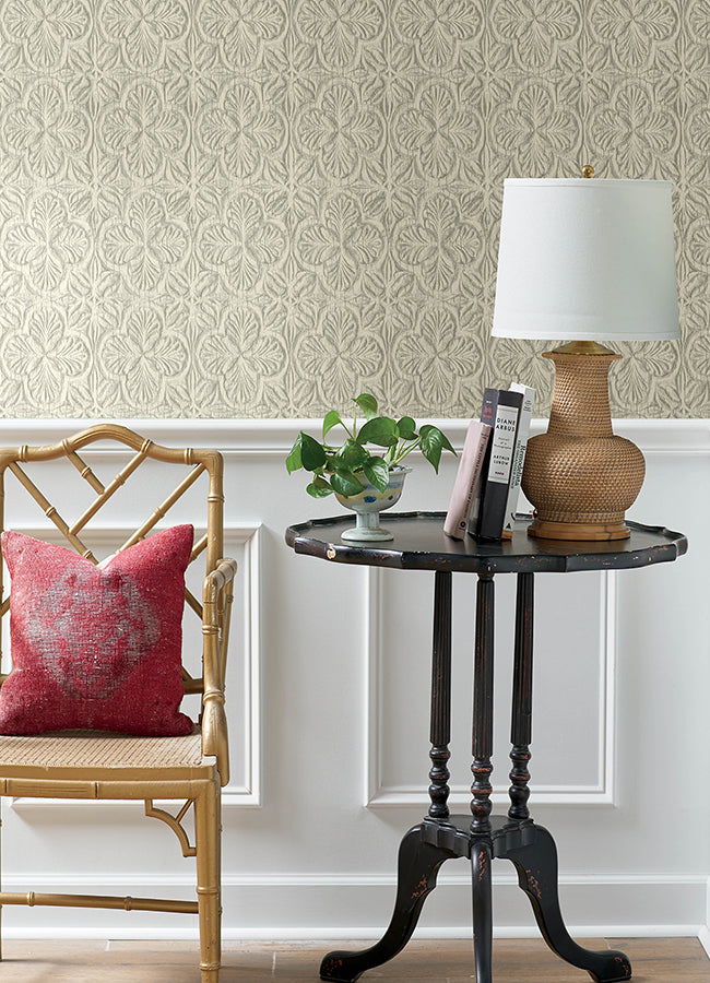 3125-72334 Karachi White Wooden Damask Wallpaper