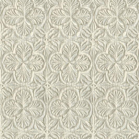 3125-72335 Karachi Aqua Wooden Damask Wallpaper