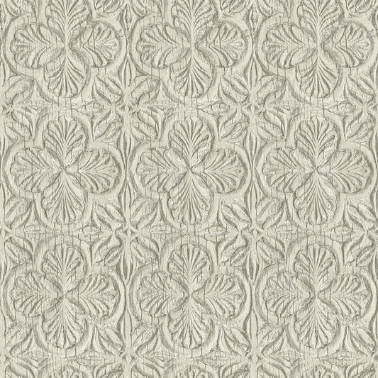3125-72336 Karachi Taupe Wooden Damask Wallpaper