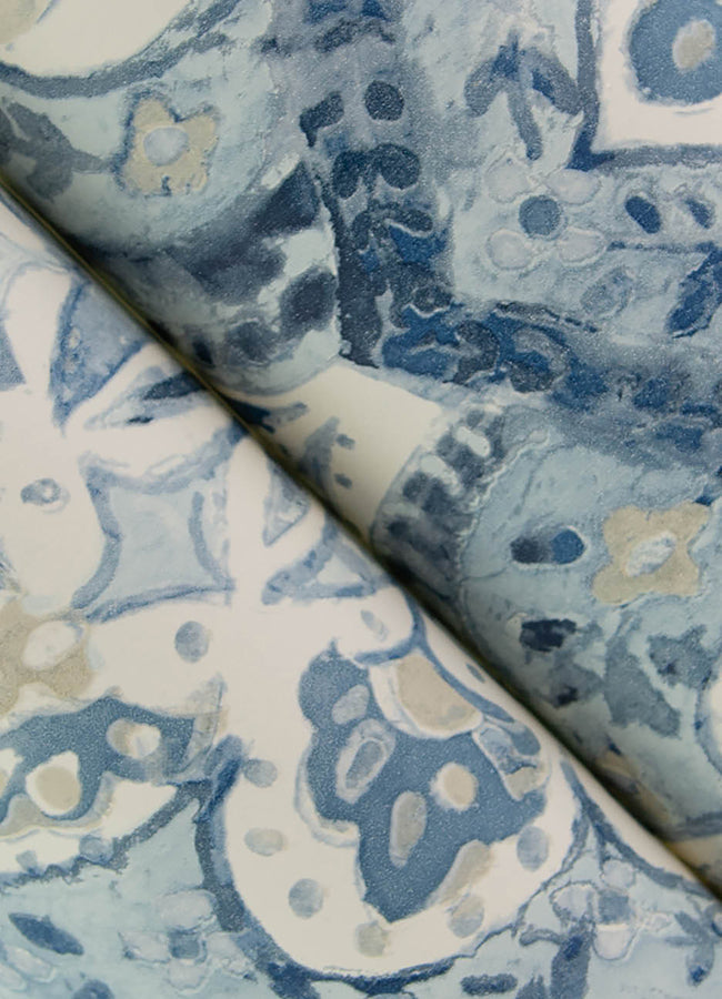 3125-72337 Mimir Blue Quilted Damask Wallpaper