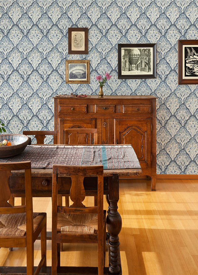 3125-72337 Mimir Blue Quilted Damask Wallpaper