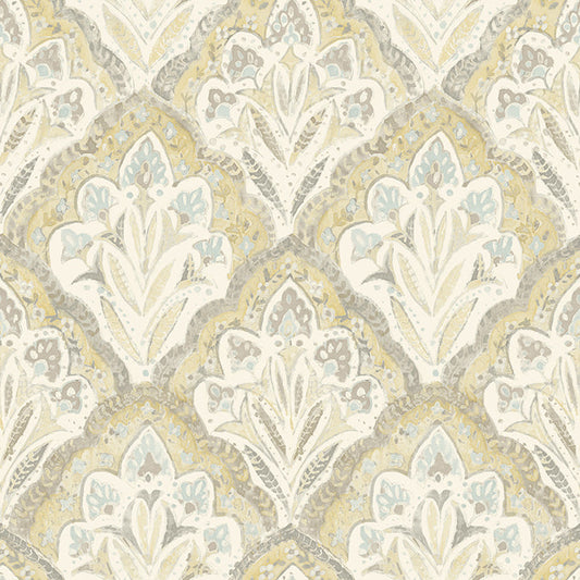 3125-72338 Mimir Mustard Quilted Damask Wallpaper