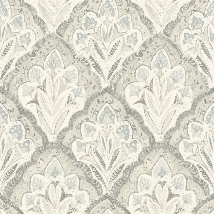 3125-72340 Mimir Grey Quilted Damask Wallpaper