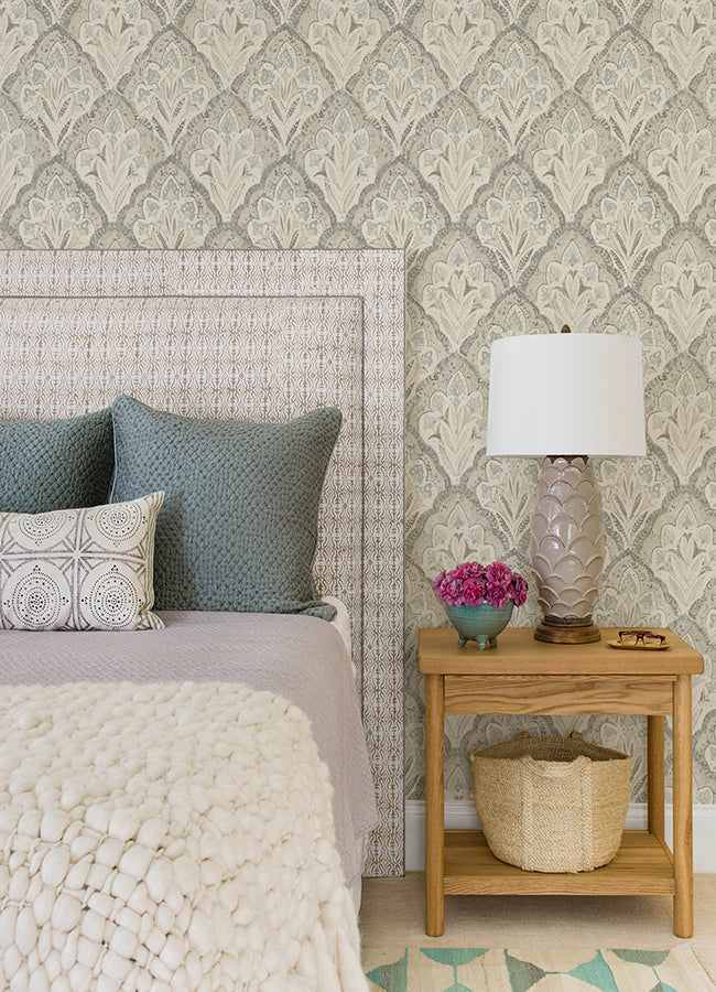 3125-72340 Mimir Grey Quilted Damask Wallpaper