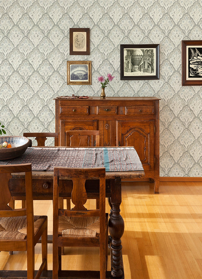 3125-72340 Mimir Grey Quilted Damask Wallpaper
