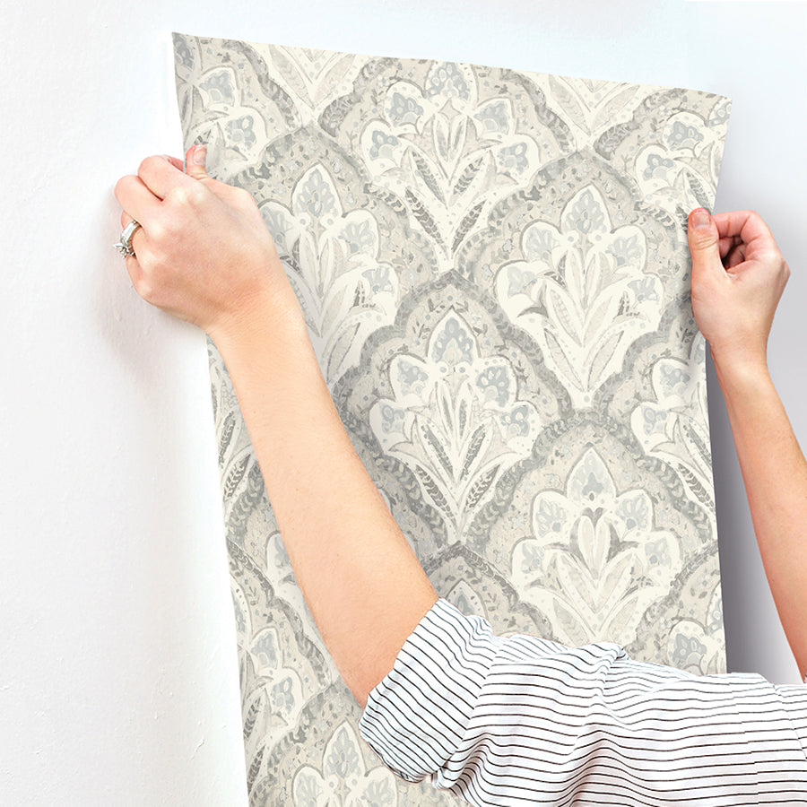 3125-72340 Mimir Grey Quilted Damask Wallpaper