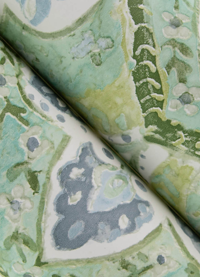 3125-72341 Mimir Aquamarine Quilted Damask Wallpaper