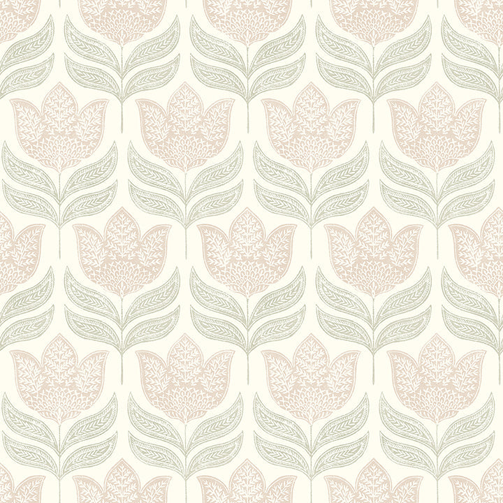 3125-72346 Cathal Blush Tulip Block Print Wallpaper