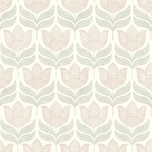 3125-72346 Cathal Blush Tulip Block Print Wallpaper