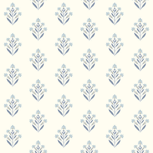 3125-72347 Kova Blue Floral Crest Wallpaper