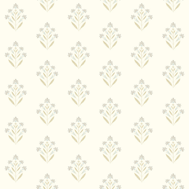 3125-72348 Kova Yellow Floral Crest Wallpaper