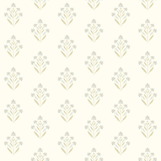 3125-72348 Kova Yellow Floral Crest Wallpaper