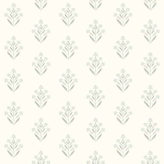 3125-72350 Kova Light Blue Floral Crest Wallpaper