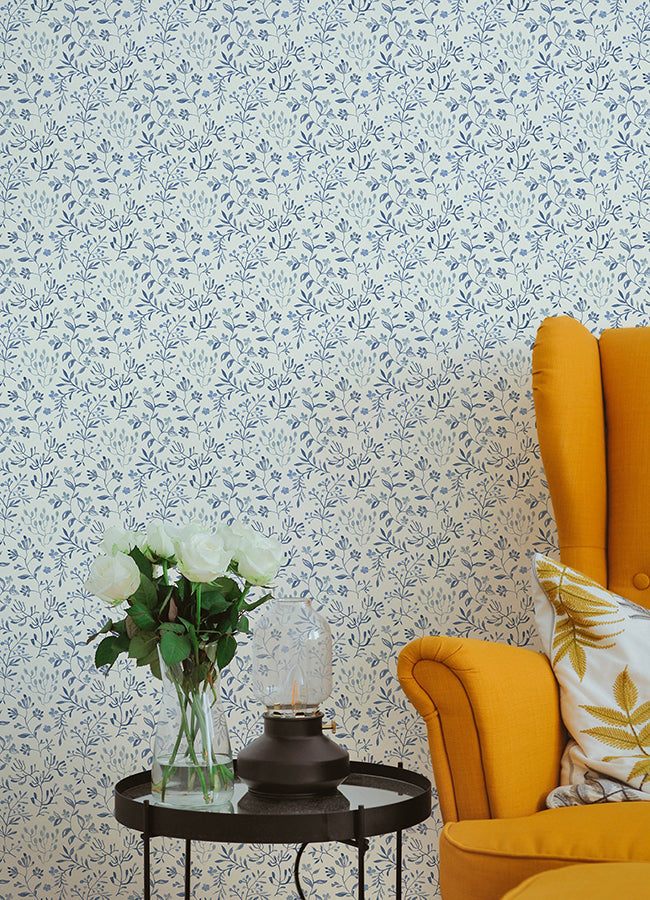 3125-72352 Tarragon Blue Dainty Meadow Wallpaper