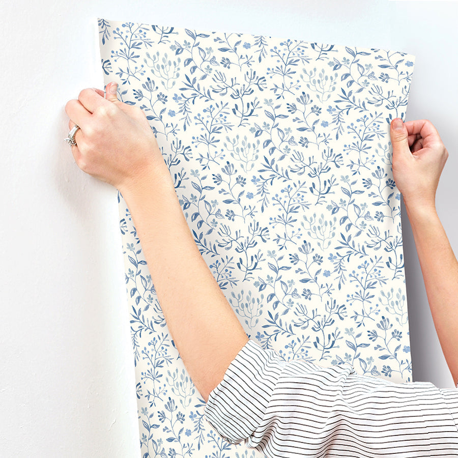 3125-72352 Tarragon Blue Dainty Meadow Wallpaper