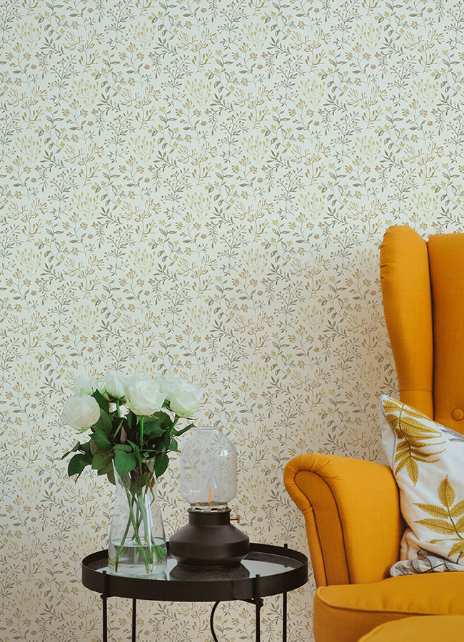 3125-72354 Tarragon Honey Dainty Meadow Wallpaper