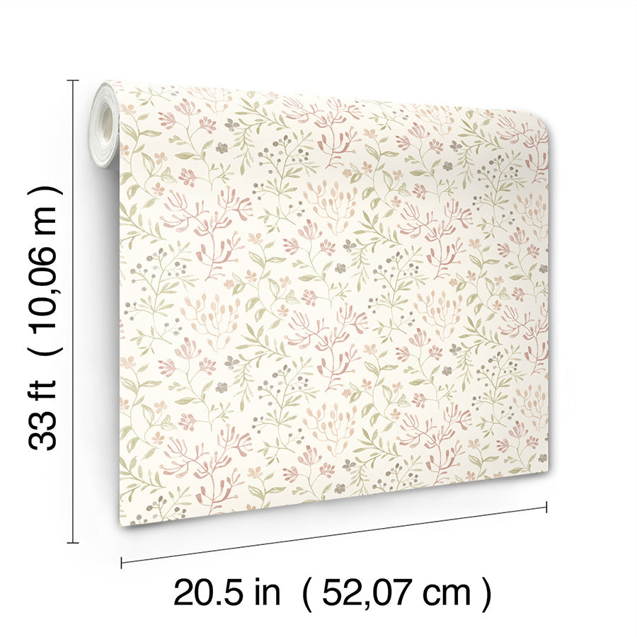 3125-72355 Tarragon Blush Dainty Meadow Wallpaper