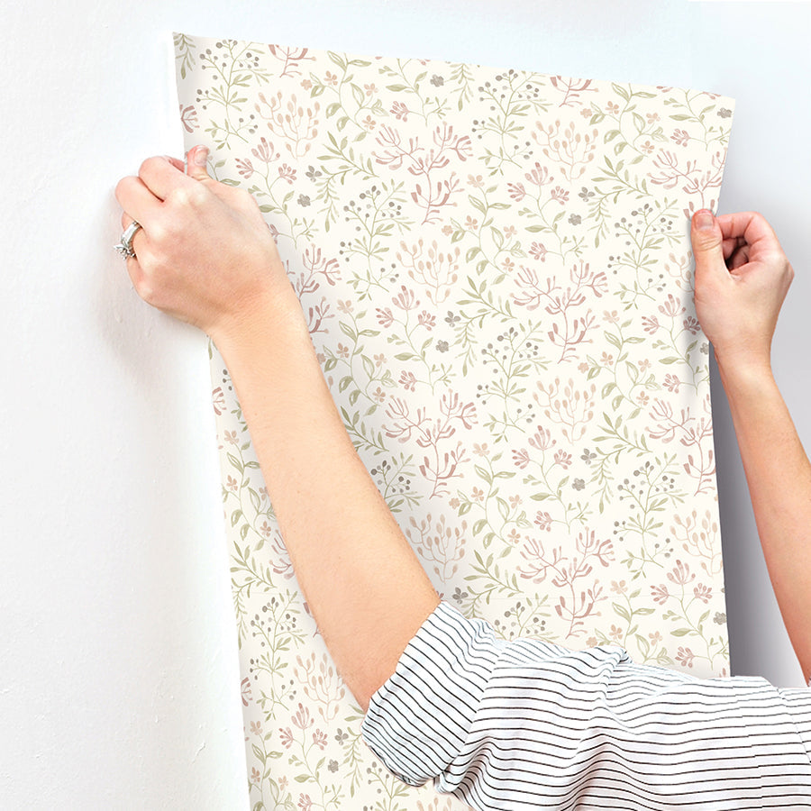 3125-72355 Tarragon Blush Dainty Meadow Wallpaper