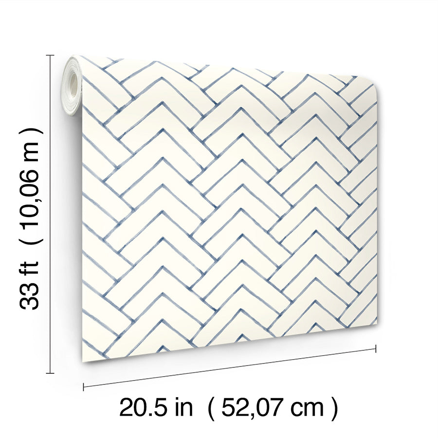3125-72363 Oswin Light Yellow Tiered Herringbone Wallpaper
