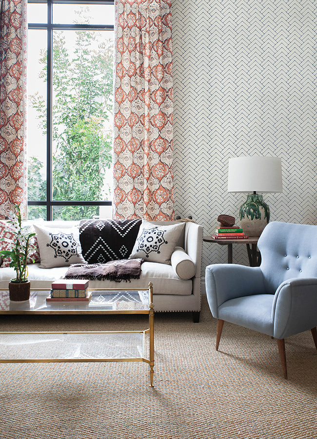 3125-72363 Oswin Light Yellow Tiered Herringbone Wallpaper