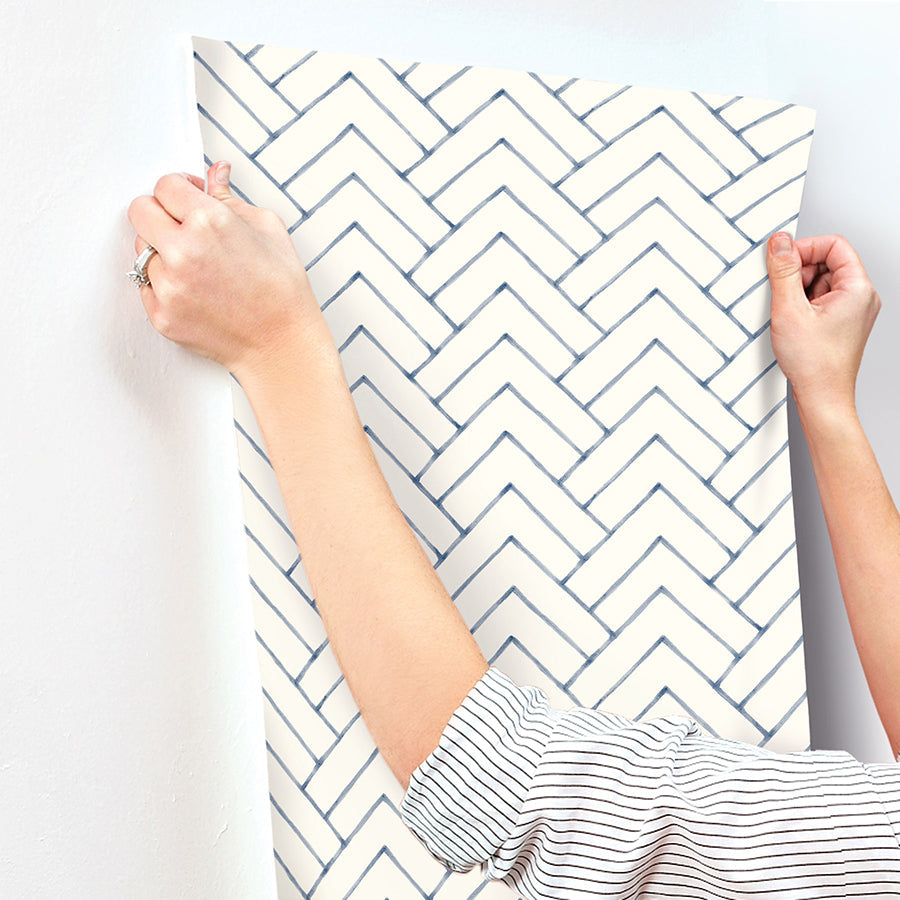 3125-72363 Oswin Light Yellow Tiered Herringbone Wallpaper