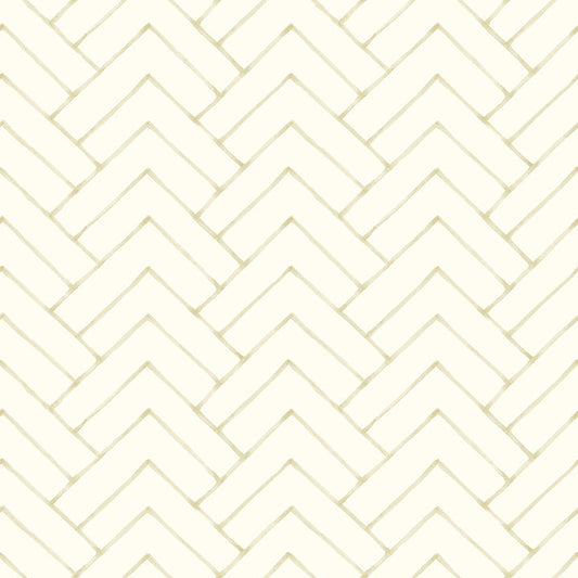 3125-72365 Oswin Light Yellow Tiered Herringbone Wallpaper